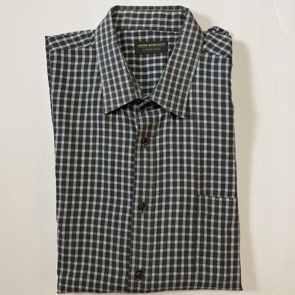 John Bartlett consensus 💯cotton gray plaid men’s l/s chest pocket shirt XXL 🌞 - Picture 1 of 15